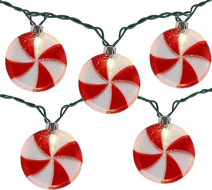 8.5Ft Christmas Candy Light, Christmas Decorations String Lights with 10 Red White Candy Bulbs, Plug in Christmas Novelty Fairy Lights for Indoor Party Kid's Room Xmas Tree Patio Bedroom Garden Decor