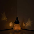WDS WONDROUS Light Up Halloween Ghost Decorations Set of 2, Cute Ghost Figurines with Witch Hat Halloween Decor, Ceramic Ghosts Light for Indoor Fall Table Decor, Home Tiered Tray Fireplace