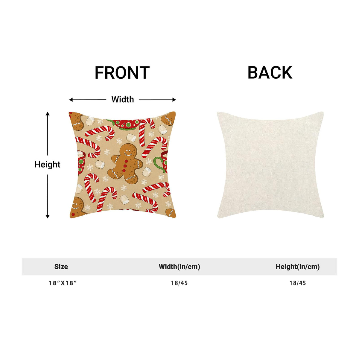 AEIOAE Christmas Pillow Covers 18x18 Inch Set of 2 Gingerbread Man Candy Cane Throw Pillowscase,Snowflake Xmas Holiday Outdoor Decorative Farmhouse Winter Decor Cushion Covers for Home Sofa Bed