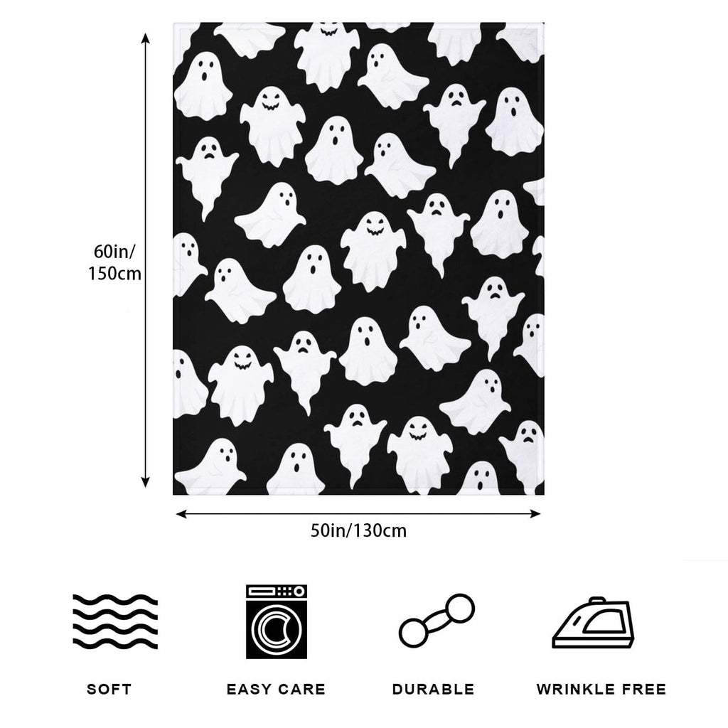 Halloween Ghost Throw Blanket Cute Funny Ghosts Blanket Soft Cozy Fuzzy Flannel Throw Blankets for Couch Bed Sofa Halloween Spooky Living Room Decor Boys Girls Blankets Gifts for All Season 50x60 Inch