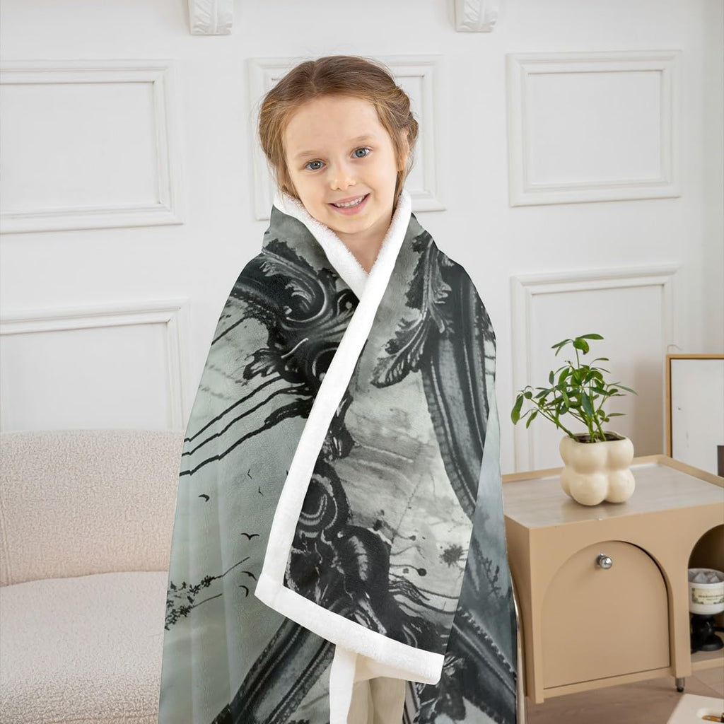 Erosebridal Halloween Crow Fuzzy Plush Throw Black Raven Bird Animal Fleece Blanket Gothic Retro Halloween Sherpa Blanket Woodland Wildlife Crow Decor Throw 50"X60" for Kids Teen Adults Bed Couch