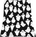 Jbralid Halloween Throw Blankets Funny Ghost Cute Halloween Spooky Black and White Throw Blanket Lightweight Cozy Flannel Blanket for Bedroom Living Rooms Couch Sofa Bed Home Decorations 60x80 Inch