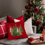 RABUSOFA Christmas Pillow Covers 20x20 Inch Tree Christmas Decorations Red Velvet Christmas Throw Pillow Cases Xmas Christmas Decor Winter Decorative Pillows for Couch Holiday Soft Gold