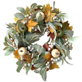 15 Inches Pumpkin Fall Wreath Artificial Wildflower with Berries for Halloween Thanksgiving Christmas Farmhouse Fall Décor