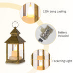 Romadedi Mini Lanterns Decorative for Wedding Centerpiece - 20 PCS Hanging Small Gold Lantern Bulk with Flickering LED Candles for Halloween Decorations Christmas Table Decor, Batteries Included