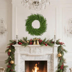 Christmas Wreaths for Front Door 24 Inch Norfolk Pine Wreath for All Seasons Artificial Green Wreath Holiday Decoration for Indoor Outdoor Home Decor