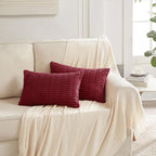 Fancy Homi Christmas Wine Red Decorative Throw Pillow Covers 14x24 Inch for Living Room Couch Bed Sofa, Modern Farmhouse Boho Home Decor, Soft Corduroy Burgundy Square Cushion Case 35x60 cm