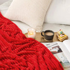 MIULEE Red Fleece Throw Blanket for Couch 300GSM Super Soft Lightweight Plush Striped Blanket, Christmas Warm Cozy Breathable Ribbed Flannel Throws for Bed/Sofa, 50"x60"