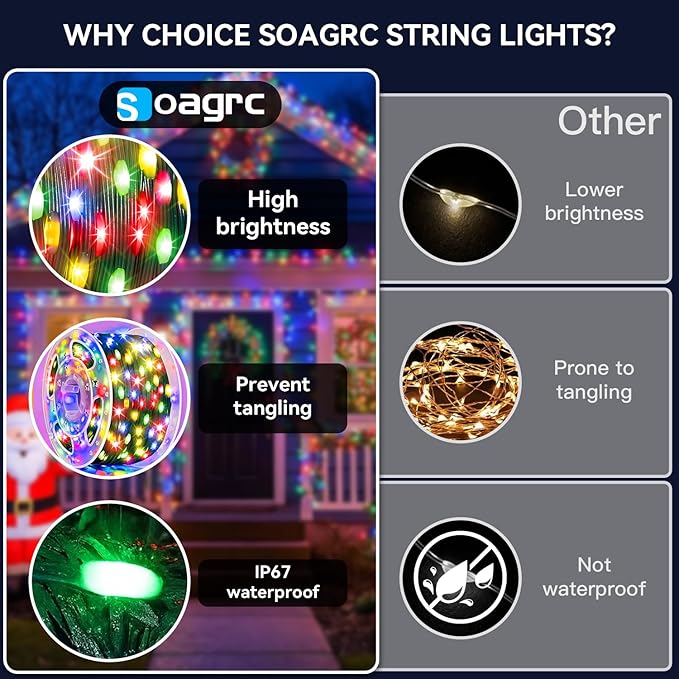Outdoor Christmas Lights, 800LEDs 262FT Christmas Tree String Lights, IP67 Waterproof 11 Modes Warm and Multicolor Holiday Lights with Remote for House Yard Xmas Decorations