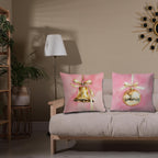 JINYO Coquette Gold Christmas Bauble Bell Pillow Covers 18x18, Coquette Christmas Decor, Pink and Gold Xmas Ornament Holiday Throw Pillow Covers for Home Room Dorm Apartment Sofa Couch Set of 2