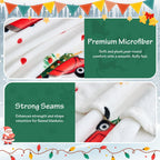 Edenleaf Christmas Blanket - White Holiday Throw with Santa Claus & Snowman - Warm Cozy Fleece Winter Blanket, 50x60 Inches，White