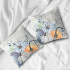 Wnoesat Fall Blue Teal Throw Pillow Covers 16x16 Pumpkin Leaves Print Pillow Cases Set of 2 Thanksgiving Decorations Autumn Harvest Holiday Cushion Cover for Farmhouse Living Room Decor