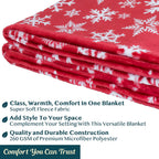 PAVILIA Christmas Throw Blanket | Red Snowflake Christmas Fleece Blanket | Soft, Plush, Warm Winter Cabin Throw, 50x60 (Red/White Snowflake)