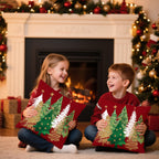 Artmag Christmas Tree Pillow Covers 24x24 Inch Set of 2, Decorative Farmhouse Red Pillow Shams Cases Slipcovers for Home Couch Sofa Decorations