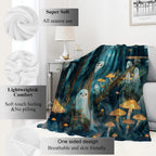 VODRM Ghost Blanket Haunted Forest Throw Blankets,Birthday Gifts for Kids Adult,Lightweight Soft Fleece with Glowing Dark Mushroom,Sofa Couch Bed Room Horror Halloween Decor 50x60in