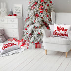 Jetec Set of 2 Christmas Throw Pillow Covers 12x20 Inch Merry Christmas Believe Embroidery Pillow Covers Farmhouse Throw Cushion Case for Home Living Room Bedroom Holiday Parties and Gifts