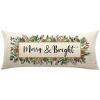 OTOSTAR Merry Bright Christmas Decor Pillow Cover 14x36 Inch Extra Long Lumbar Decorative Throw Pillow Case Eucalyptus Mistletoe Winter Holiday Cushion Cover for Couch Bed Sofa Decor (Merry & Bright)