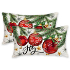 AACORS Christmas Pillow Cover 12X20 Set of 2, Baubles Christmas Tree Stars Joy Decoration Holiday Farmhouse Winter Pillow Case for Sofa Couch Decor（Red） AA613-12-2