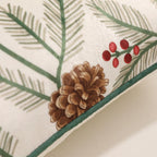ISAENNE Design Square Classic Chrismas Style Throw Pillow Covers 18"x18", Green Soft Velvet Cushion Cover with Pinecone Leaves Pattern Decor Pillowcases for Bed,Living Room,Outdoor,Car