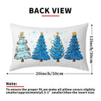 Blue Christmas Tree Lumbar Throw Pillow Covers 12X20 In Set of 2 Xmas Tree Lights Stars Decorative Rectangle Pillow Cases Winter Holiday Pillow Cover Farmhouse Home Decor For Living Room Sofa Couch