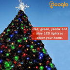 Pooqla Colorful Christmas Lights, 200 LED 66 ft Holiday String Lights for Indoor Outdoor Decoration, 8 Modes Fairy Lights for Home Yard Patio Wedding Party, Red Green Yellow Blue