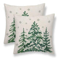 Sunshineyan Christmas Pillow Covers 16X16 Inch Set of 2 Forest Trees Christmas Decor Pillow Covers Green Throw Pillows Winter Christmas Cushion Cases Linen for Home Decor Sofa Couch Living Room