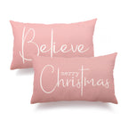 DFXSZ Christmas Throw Pillow Covers 12x20 Inch Set of 2 Merry Christmas Farmhouse Decorations Believe Holiday Decor Throw Cushion Case for Home Couch