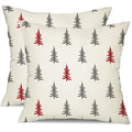 DFXSZ Christmas Pillow Covers 18x18 inch Set of 2 Christmas Tree Decorative White Throw Pillow Covers Winter Famliy Decoration for Home Couch TH-30G18