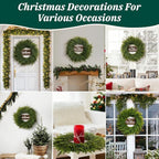 26 Inch Christmas Wreaths for Front Door, Real Touch Norfolk Pine Wreath with Welcome Sign, Large Festive Green Wreath for Farmhouse, Porch, Windows, Wall, Table, Indoor, Outdoor, Home Decor