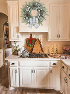24 inch White Christmas Wreath,Winter Norfolk Pine Wreaths Bows for Front Door with Silver Colored Ball Pinecones Berries for Fireplace Xmas Decorations, Wall Window Indoor Outdoor Decor