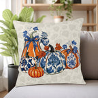ABSOP Fall Orange Blue Pumpkin Pillow Covers 18x18 Inch Autumn Decorative Throw Pillow Covers Set of 2 Thanksgiving Harvest Pillowcases for Soft Couch Room Decor
