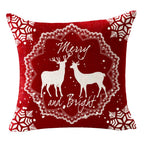 Andreannie Set of 4 Merry Christmas Snowflake Let It Snow Baby It's Cold Outside Red Deer Cotton Linen Decorative Pillow Cover Cushion Case for Sofa Bed Couch Home Decor Square 18 inches