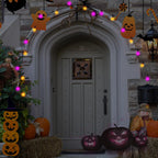 Romasaty Purple and Orange Halloween Lights, 25FT 27 Count Halloween G40 LED String Lights, Indoor Decoration Lights for Outdoor Patio Home Party Garden Yard-Black Wire