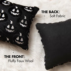 MIULEE Thanksgiving Fall Halloween Throw Pillow Covers 18x18 Decorative Pumpkin Pattern Pillowcases Soft Plush Faux Wool Cushions for Home Patio Sofa Couch,Black