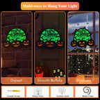 Halloween Pumpkin Lights, LED Connected Jack O Lantern With Light Up Green Moon, Bat Spider Web & Trick or Treat Wording, USB & Battery Powered With Timer, Halloween Decorations Kids Wall Window Art