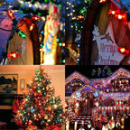 C7 Christmas Lights, 25Ft Outdoor Vintage Christmas String Lights with 27 Clear Multicolor Incandescent Bulbs (2 Spare), Hanging Roofline Lights for Holiday Garden Patio Backyard Christmas Tree Decor