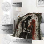 VODRM Gothic Romance Skull Lovers Blanket,Red Rose Skeleton Throw Blankets,Gifts for Women Men, Lightweight Soft Fleece Cozy,for Sofa Couch Bed Room Travel,Festival Halloween Goth Decor,50x60in