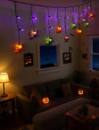 7Ft Halloween Spider String Lights, Halloween Decorations Lights with 10 LED Colorful Spider Lights 15 Mini Purple Bulbs, Hanging Fairy Lights for Outdoor Curtain Garden Porch Bar Party Bedroom Decor