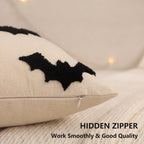 Tosleo Halloween Throw Pillow Covers 20x20 inch Set of 2 Black 3D Bats Embroidery Pillow Cases Thanksgiving Holiday Cushions Covers Home Party Fall Decor Pillowcases Cushion Covers for Sofa Bed Couch