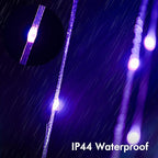 Outdoor Christmas Decorations, 16.4FT RGB Color Changing Christmas Hanging Waterfall String Lights with Star, APP Remote Control, DIY Multi-Color Lightshow, Music Sync, Xmas New Year Decor