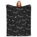 Bat Blanket, 50x60in, Soft Cozy Lightweight Flannel Throw with Goth Spooky Night Sky, Gifts Blankets for Women, Kids, Gothic Halloween Lovers, Travel Bed Living Room Home Decor