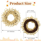 Briful 2 Pack Fall Berry Wreaths 12in Artificial Beige Foam Berry Wreath for Front Door Small Outdoor Fall Wreath for Autumn Home Wall Mantle Porch Thanksgiving Halloween Decor