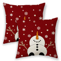 Christmas Pillow Covers 18x18,Red Snowman Outdoor Decorative Throw Pillows for Couch,Winter Snowflakes Xmas Decor Cushion Cover 2 Pcs Farmhouse Pillowcase for Bed Safa