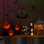 Halloween Pumpkin Night Lights, 12.2" x 16.54" 3D Infinite Mirror Pumpkin Light, LED Lighted Halloween Indoor Decoration for Kids Party Windows Doors Walls, Battery/USB & Plug-in Lights Sign