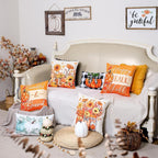 GEEORY Fall Sunflower Pumpkin Thanksgiving Pillow Covers 18x18 Set of 4