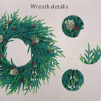 20 Inch Christmas Wreath for Front Door, Artificial Realistic Green Pine with Gold Pinecone, Door Wall Window Fireplace Party Decor