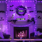 JMEXSUSS Purple Halloween Lights, 33ft with 8 Modes Remote, 100 LED Globe String Lights Outdoor Battery Operated for Halloween Bedroom Party Christmas Decor