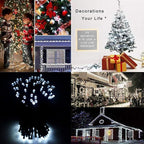 HOME LIGHTING 66ft Christmas Decorative Mini Lights, 200 LED Green Wire Fairy Starry String Lights Plug in, 8 Lighting Modes, for Indoor Outdoor Xmas Tree Wedding Party Decoration (White)