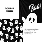 JarThenaAMCS Halloween Ghost Fuzzy Blanket Black White Cute Ghost Boo Throw Blanket Double-Sided Soft Cozy Flannel Blankets for Party Home Bed Sofa Couch, 50 x 60 Inch