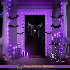 JMEXSUSS Purple Halloween Lights, 33ft with 8 Modes Remote, 100 LED Globe String Lights Outdoor Battery Operated for Halloween Bedroom Party Christmas Decor